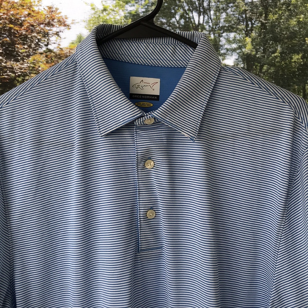Men's Blue Striped Polo Shirt